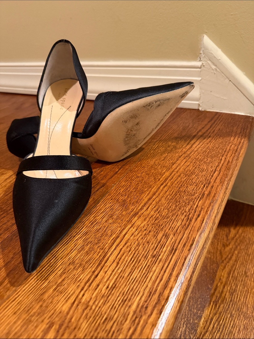kate spade Black Pointed D'Orsay Heels with Single Front Strap - Picture 3 of 5